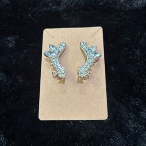 Elegant Crystal Ear Climber Earrings with Bonus Studs